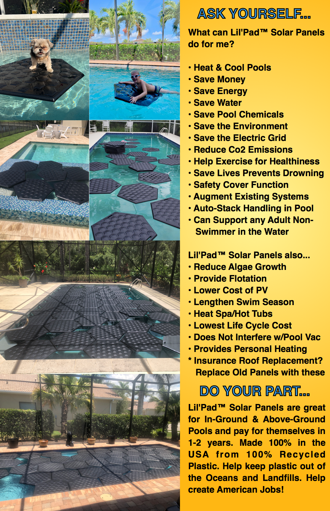 Lil'Pad™ Evolutionary Pool Heat/Cool Solar Collector/Reflector/Cover –  SunRolySolar